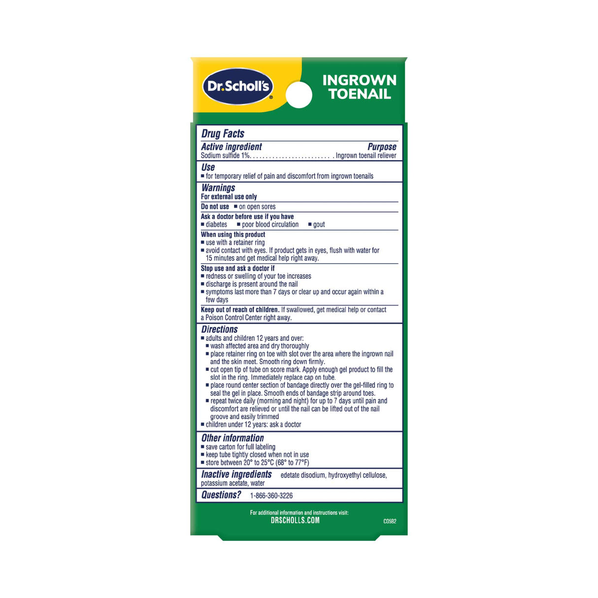 image of the back of packaging of the ingrown toenail reliever
