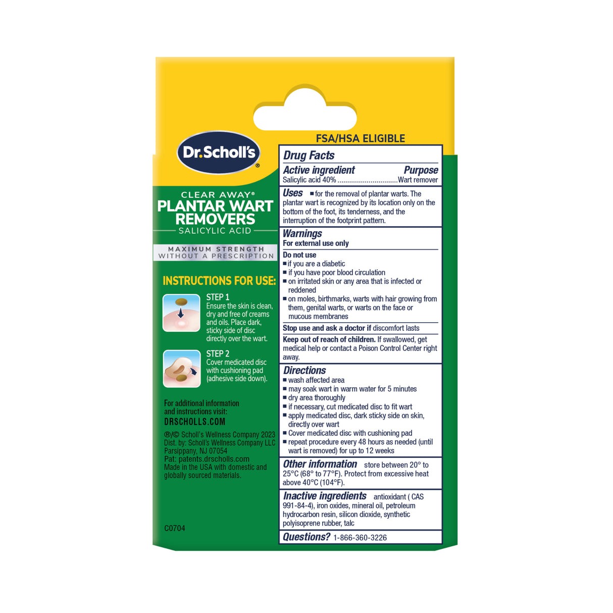 image of clear away plantar wart removers back of packaging