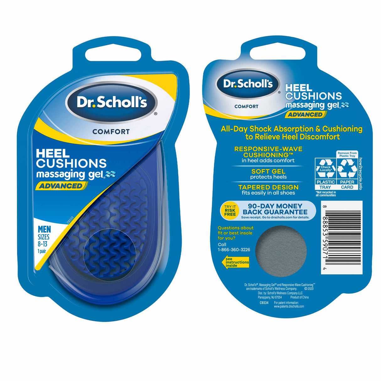image of men's heel cushions, front and back of package